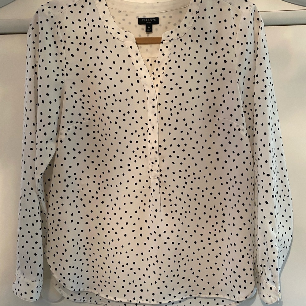 Talbots Black and White Polka Dot Blouse